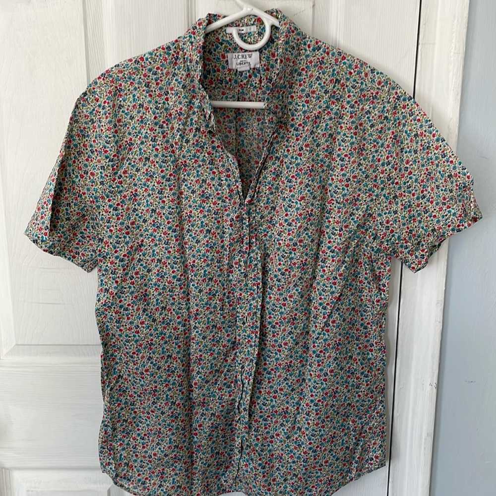 Jcrew liberty print floral short sleeve shirt
